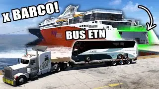 Asi es Cruzar un BUS ETN en BARCO (Ferry) con un CAMIÓN Peterbilt 389 American Truck Simulator