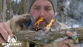 Bushcraft: Building a Camp Shelter, Alone in Winter  (Part Two)