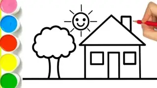 House 🏡 drawing, painting and colouring for Kids||