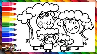 Draw and Color Peppa Pig and Her Family in Broccoli Costumes 🐷🥦💗🌈 Drawings for Kids