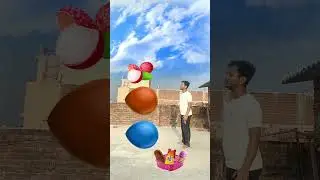 Balloon to fruits & Eating water melon, lichhi mango & grapes funny VFX video #shots
