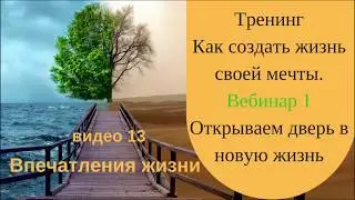 13 видео Жизненные впечатления.  1 вебинар Тренинг Как создать жизнь своей мечты