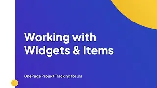 Working with Widgets & Items | Onepage Project Tracking for Jira