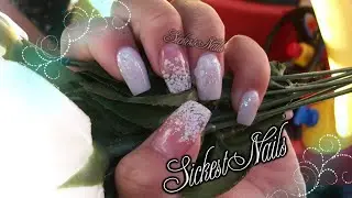 ✵My Sister's Cute White Acrylic Nails w/3D Bow / Las Unas Acrilicas de Mi Hermana Blancas con Mono