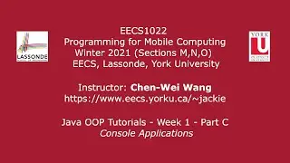 [HD] EECS1022 W21 - Java Tutorials - Week 1 - Part C - Console Applications