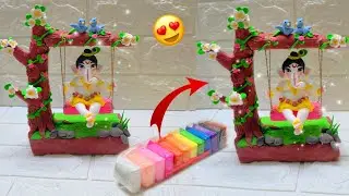 very easy Cute Ganeshji making with clay😍/step by step #diy #clayart #ganesh