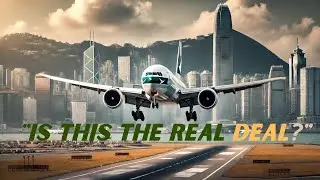 Landing at Hong Kong Intl:Views of Hong Kong-Zhuhai-Macau Bridge | Cathay 777 | Microsoft Flight sim