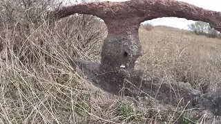 Металлокоп!200 килограмм из бетонного столба.церковь посреди фермы СССР!