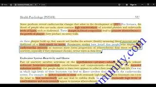 PSY408 Health Psychology Short Lesson 19 | PSY408 Midterm & Finalterm Short Lectures | VU Course