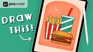 Procreate Step by Step Tutorial - Burger and Fries - Draw With Me - iPad Art - Retro Illustration