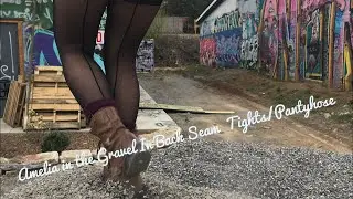 Amelia Playing in the Gravel 🌞 in back seam black pantyhose/Tights