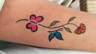 Beautiful flower tattoo design with butterfly🦋🌷 #trending #new #tattoo #love #shortvideo #butterfly