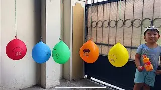 LUCU!! Pecah Balon Air Sambil Bernyanyi Lagu Learn Colors Caca
