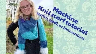 machine knit pom pom scarf. addi, sentro, santro, jammit, innovations