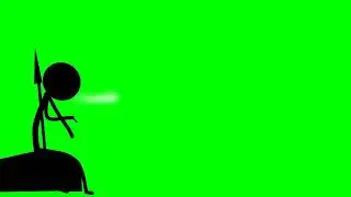 stickman walking with weapon green screen