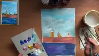 Как нарисовать Петропавловскую крепость. Акрил