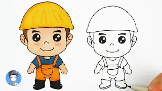 How to draw a cute cartoon worker