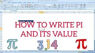 How to write PI in excel with VALUE