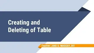 Creating and Deleting of Table (SQL-SQLite)