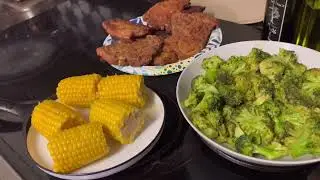 Pork Chops, Stir-fried  Broccoli and Corn!