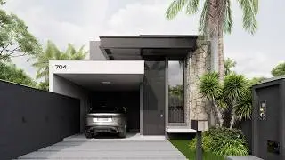 CASA Pequena e Moderna | 3 Quartos | Planta Baixa 124m² | Terreno 7x25m
