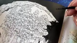 Adult Coloring - Worlds in Worlds Using South Sun Pencils and Distress Inks