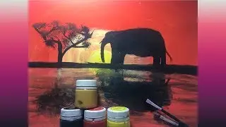 Africa. Drawing with gouache.