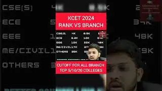 Kcet 2024 Rank vs branch |cutoff for all branch 