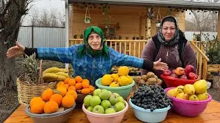 HONEY FRUIT SALAD | Grandma Makes Mixed Fruit Salad | Village Life