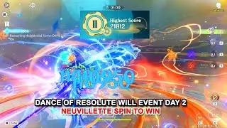 Dance of Resolute Will Event Day 2 : Neuvillette Spin to Win 21812 Score - Genshin Impact