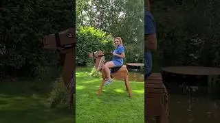 Spielpferd 🐴 mit beweglichem Pferdekopf selber bauen 😱✨  #gartenideen #holzpferd #kindergarten