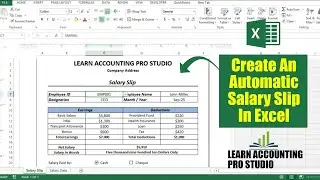 How to Create Salary Slip in MS Excel l Automate Payslip in Excel l Learn Accounting Pro Studio 