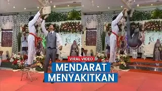 Pengantin Pria Salto di Pelaminan Berakhir Ngilu, Mendarat Menyakitkan