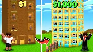 Upgrading $1 Hotel into $1000 for Villagers in Minecraft 🤑