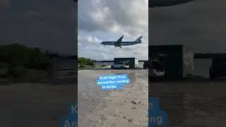 KLM 777 airplane arrives in Aruba from Amsterdam at sunset 🌅