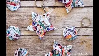 Rainbow Paint Poured Keychains