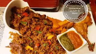 Riz gras au poulet , recette inratable comment faire le Riz au gras rouge