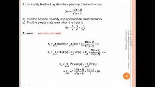 Problem - 2 on Static error constants & steady state errors