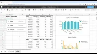 How to create dashboard slicers to filter multiple pivot tables and charts in a spreadsheet