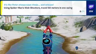 Using Spider-Man's Web-Shooters, travel 50 meters in one swing Fortnite