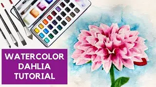 Watercolor Dahlia Tutorial Step-By-Step | Painting Dahlia Flower in Watercolor 🌸