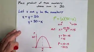 Maximum Product of Two Numbers whose sum is 30