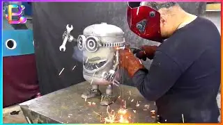Amazing DIY Invention From Scrap Metal, | Mechanical Trash Bin Made From Old Gas Bottle