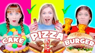 ASMR Decoration Challenge Pizza VS Cake VS Burger Eating Sounds