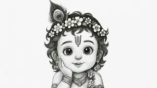 Krishna Drawing Easy (step by step) | Krishna Pencil Sketch | Easy Drawing | Chitra.