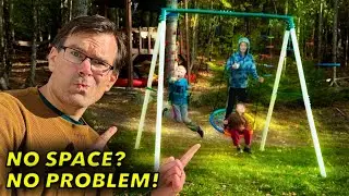 BIG FUN for a small yard! ((and budget)) Happen 7.5ft tall backyard swing set