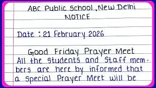 Notice Writing Format ✍️ | Good Friday Prayer Meet Notice | Notice writing in English
