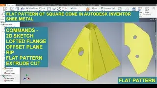 Square Cone in Autodesk Inventor Sheet metal || Sheet metal Basics || Inventor Sheet metal tutorials