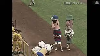 Randall Simon hit sausage man. (July 9, 2003)