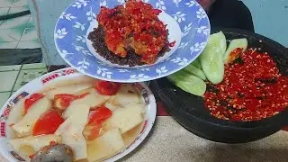 ASMR MUKBANG SAYUR ASEM REBUNG IKAN ASIN+SAMBEL TERASI DAN PEPES